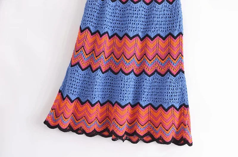 Winter Ladies Stitching Crochet Knitted Skirt