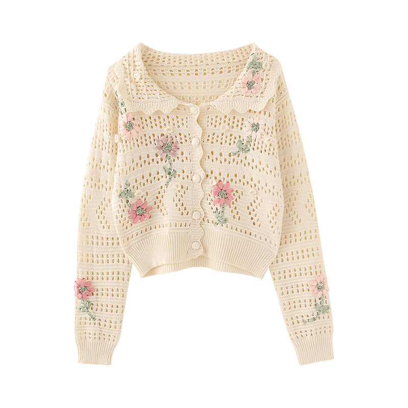 Handmade Crochet Long Sleeve Jacket Age Reducing Jacket Loose