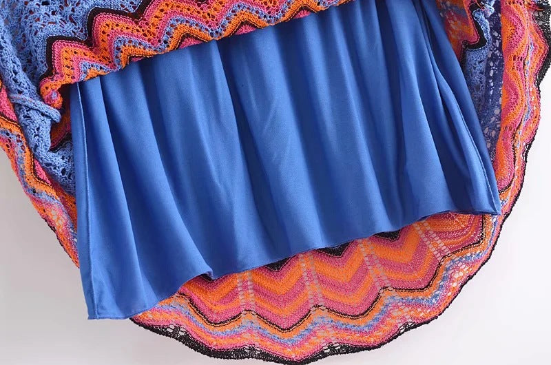 Winter Ladies Stitching Crochet Knitted Skirt