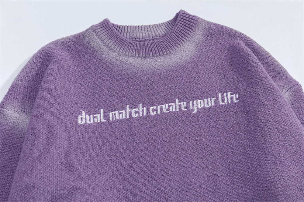 Niche Crochet Ripped Bottoming Shirt Knitted Sweater Men