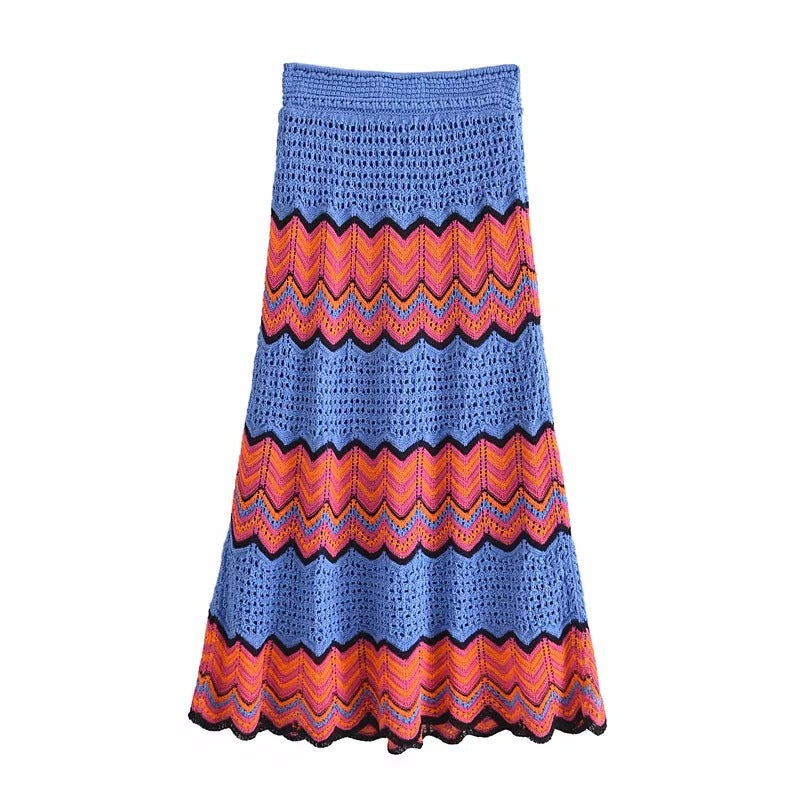 Winter Ladies Stitching Crochet Knitted Skirt
